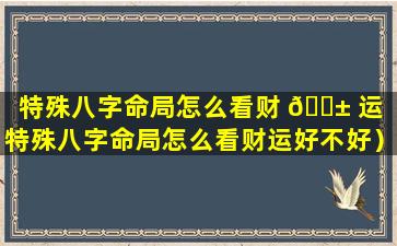 特殊八字命局怎么看财 🐱 运（特殊八字命局怎么看财运好不好）